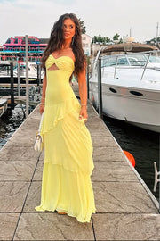 Sweetheart Strapless Empire Chiffon Tiered Party Prom Dress