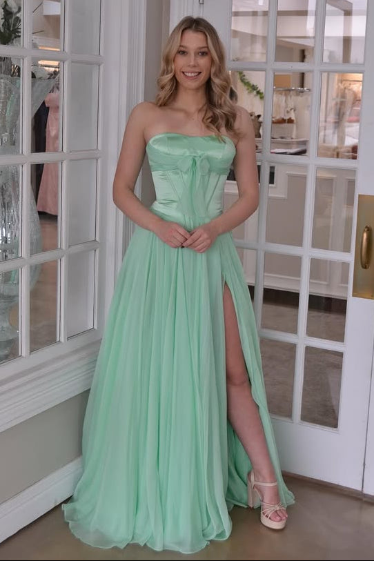 Two Tone A-Line Empire Strapless Party Prom Dress