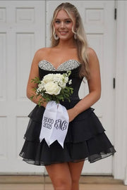 Beaded Sweetheart Strapless Chiffon A-Line Homecoming Dress