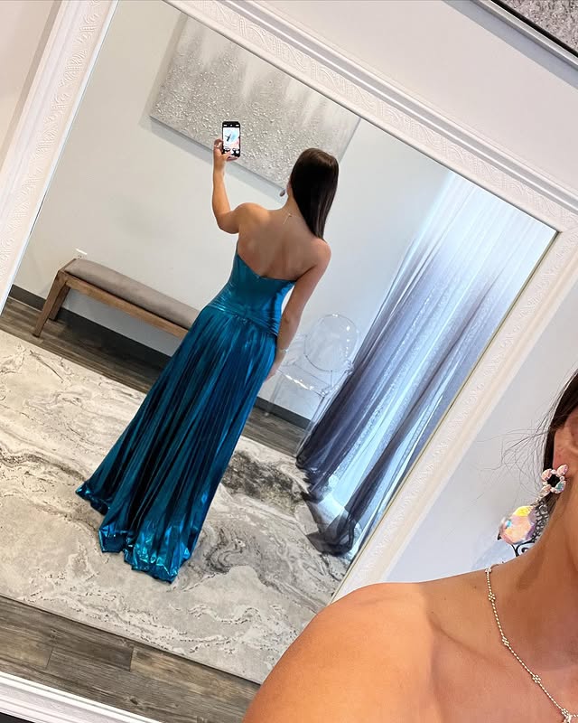 Sweetheart Strapless Satin A-Line Party Prom Dress