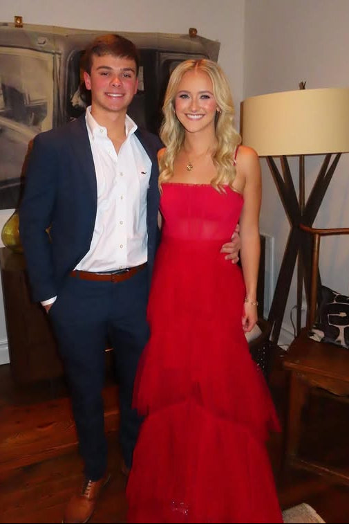 Spaghetti Straps Tulle A-Line Tiered Sheer Party Prom Dress