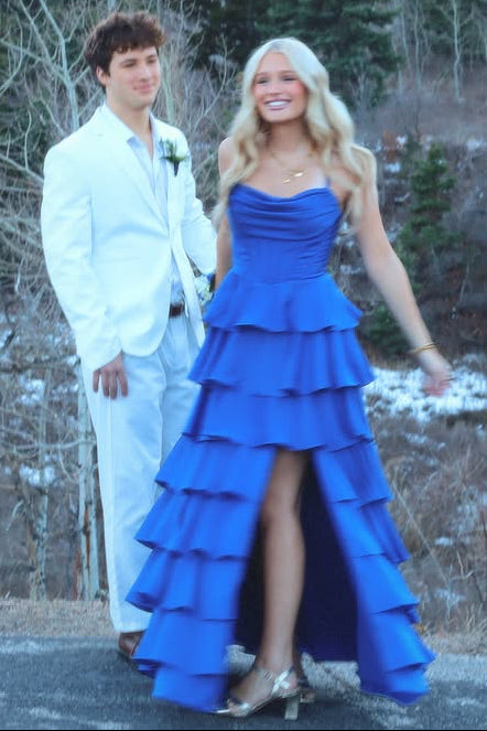 Sweetheart Spaghetti A-Line Empire Chiffon Tiered Prom Party Dress