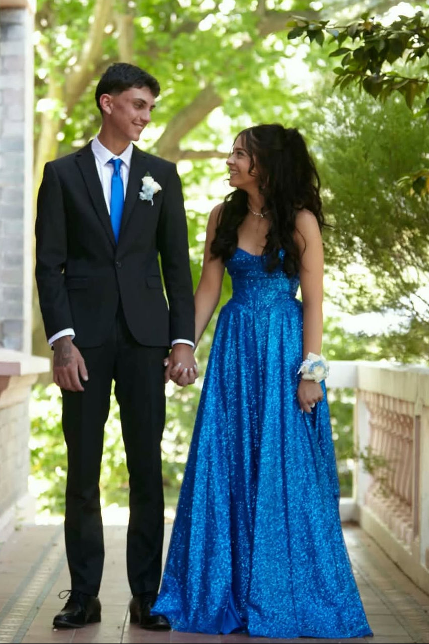 Sweetheart Spaghetti Straps Empire Sparkly Party Prom Dress