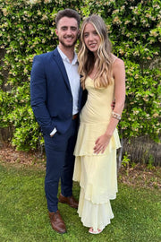 Chiffon Sweetheart Spaghetti Straps Tiered Party Prom Dress