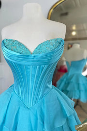 Sweetheart Strapless A-Line Tiered Homecoming Dress