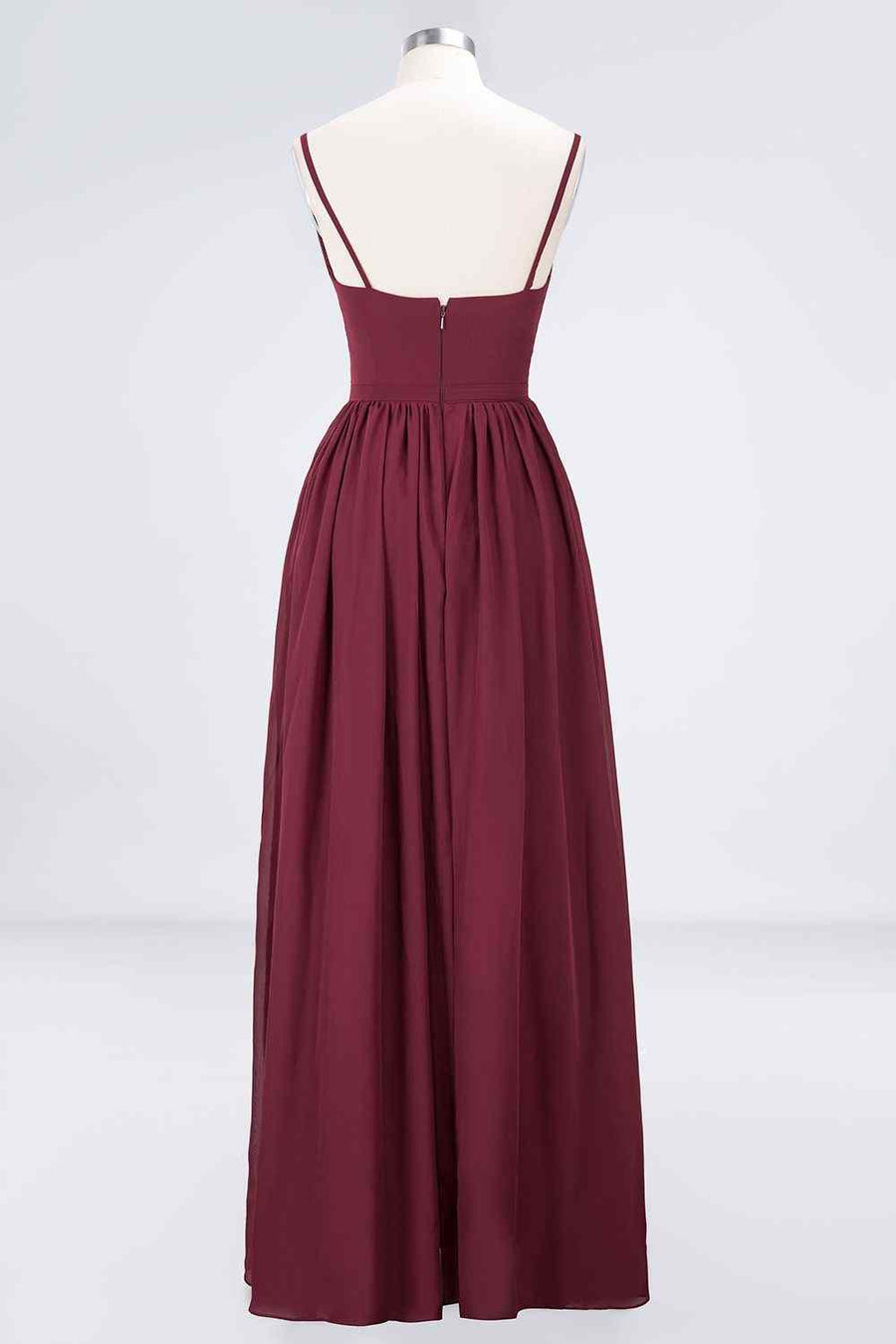 Burgundy A-line Plunging V Neck Chiffon Long Bridesmaid Dress with Beaded Sash Burgundy / US 10 Burgundy A-line Plunging V Neck Chiffon Long Bridesmaid Dress with Beaded Sash Burgundy / US 10