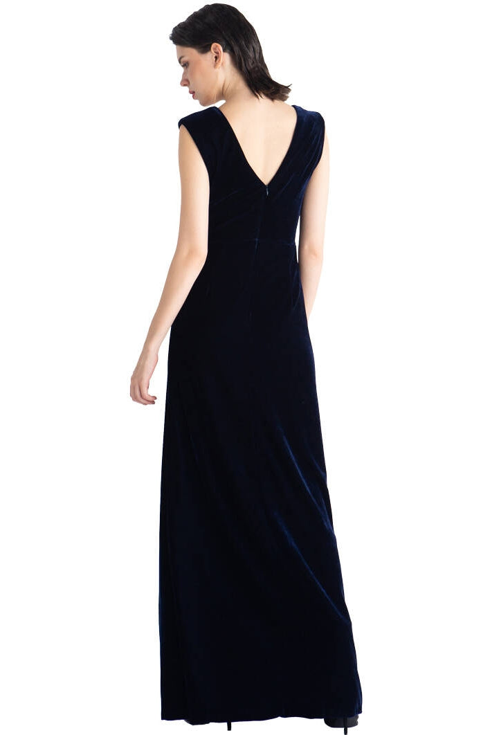 V Neck Black Velvet Dress