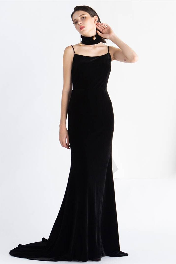 Straps Black  Mermaid Long Dress