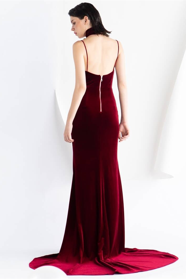 Straps Burgundy Mermaid Long Dress