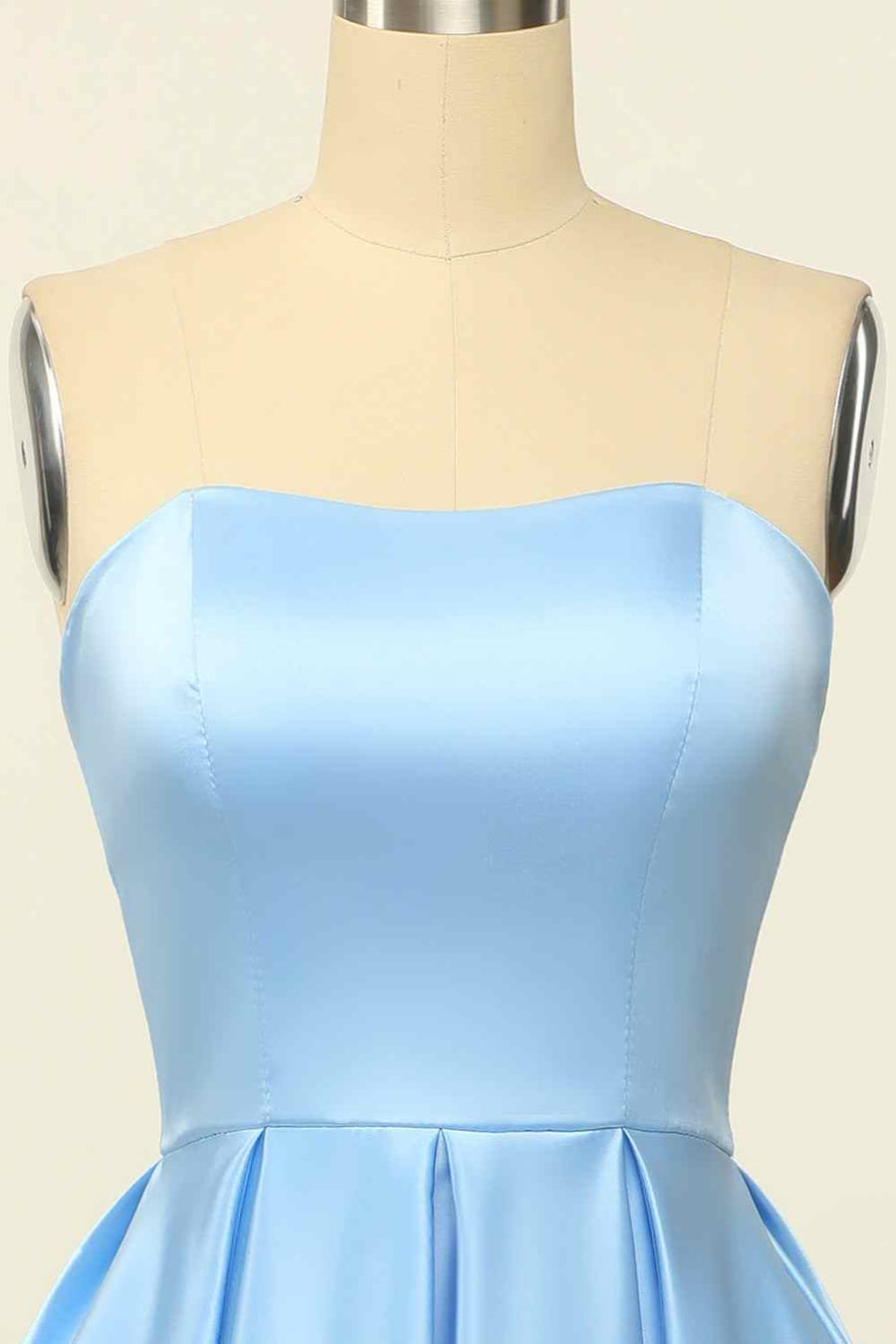 Blue A-line Strapless Satin Mini Homecoming Dress