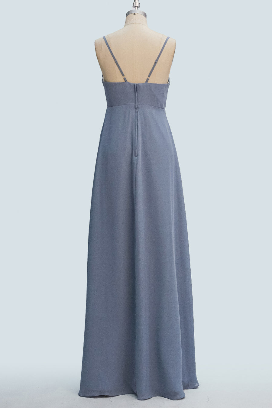 Misty A-line Spaghetti Strap Ruffles Slit Long Bridesmaid Dress