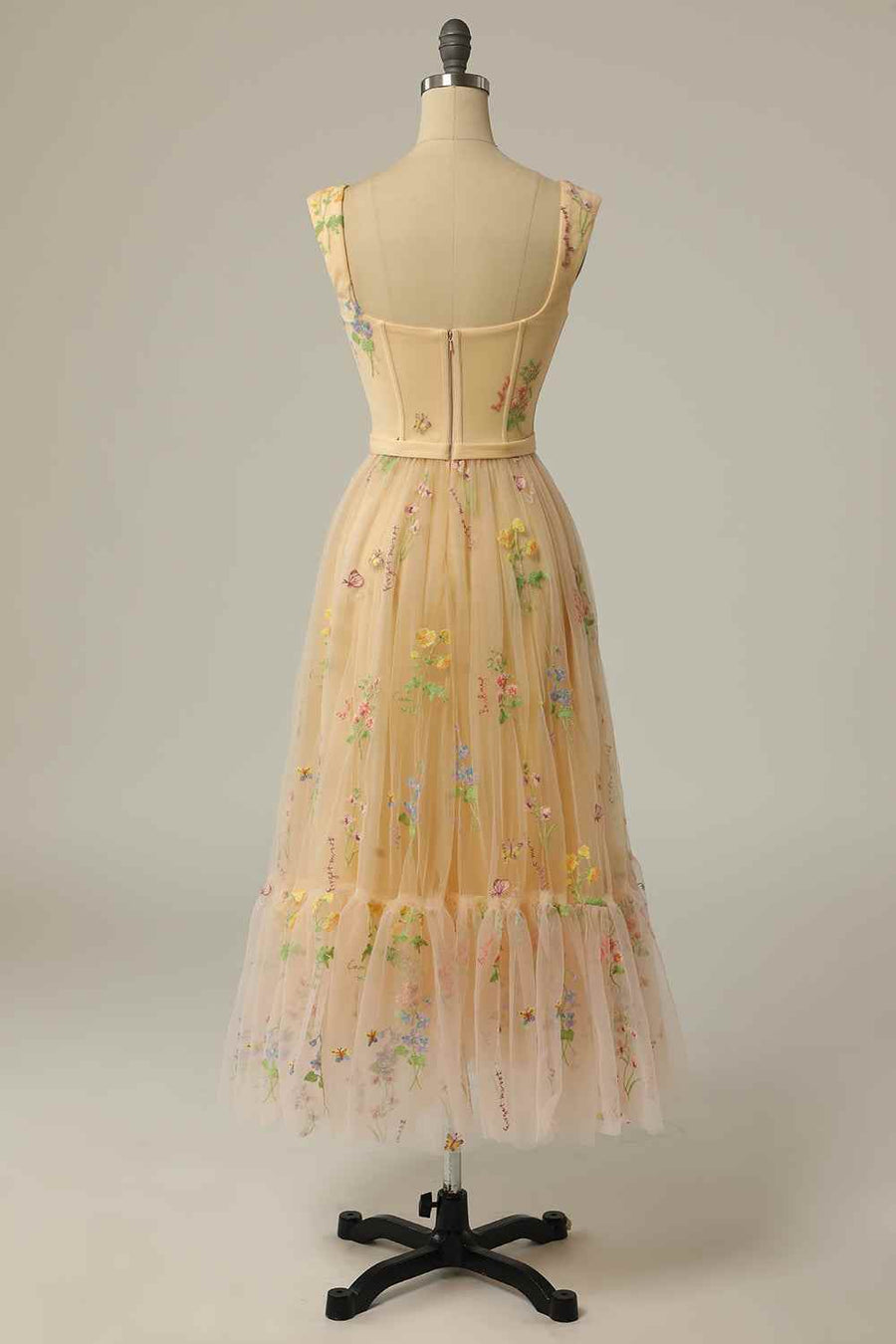 Square Straps Tulle A-Line Empire Party Prom Dress