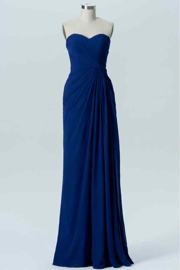 chiffon dress royal blue A-line Strapless Pleated Long Bridesmaid Royal Blue / US 16 Black Long Sleeve Dress speakeasy dress Available in sizes 0–30 COLOR:CUSTOM COLORS