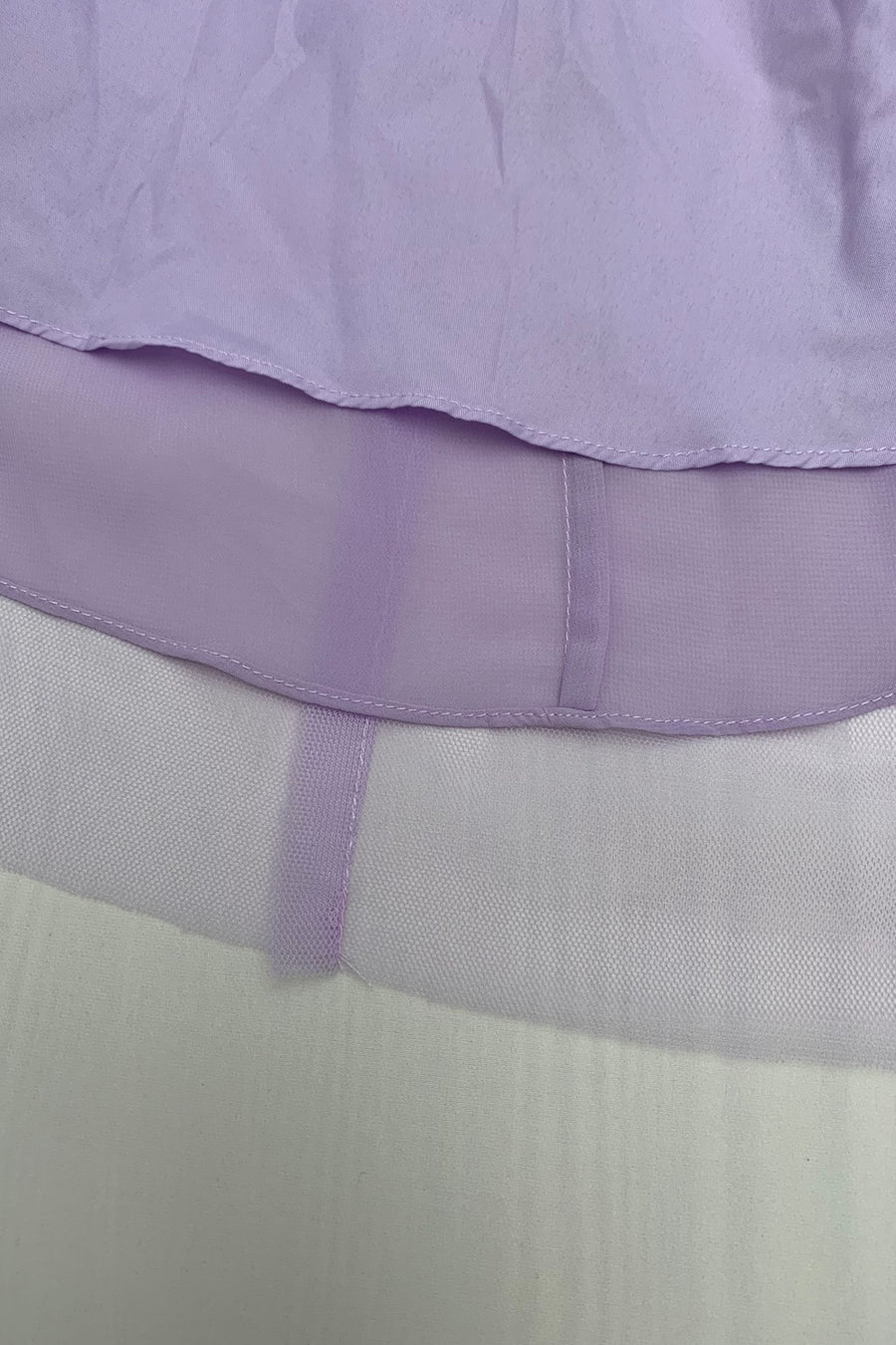 Lavender A-line Illusion Tulle Pleated Lace Long Bridesmaid Dress