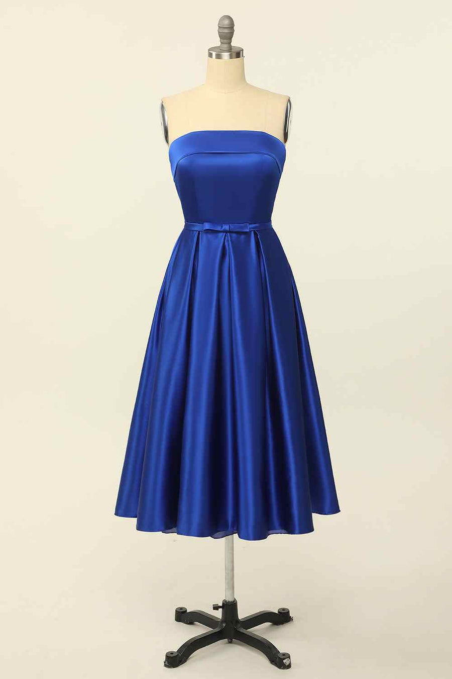 Royal Blue A-line Fold Strapless Lace-Up Back Satin Mini Homecoming Dress Royal Blue / US 2 Royal Blue A-line Fold Strapless Lace-Up Back Satin Mini Homecoming Dress Royal Blue / US 2