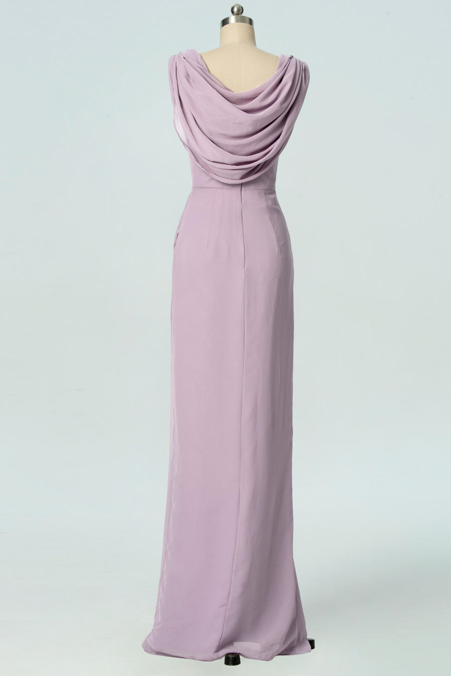 Lilac Mermaid V-neckline Cowl Back Pleated Slit Long Bridesmaid Dress Lilac / US 16 Lilac Mermaid V-neckline Cowl Back Pleated Slit Long Bridesmaid Dress Lilac / US 16