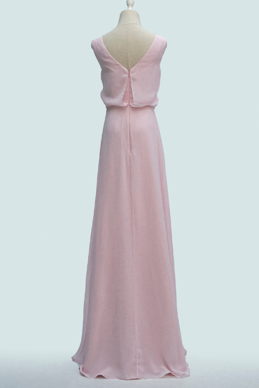 Candy Pink A-Line Cowl Neck Chiffon Layer Long Bridesmaid Dress Candy Pink / US 2 Candy Pink A-Line Cowl Neck Chiffon Layer Long Bridesmaid Dress Candy Pink / US 2