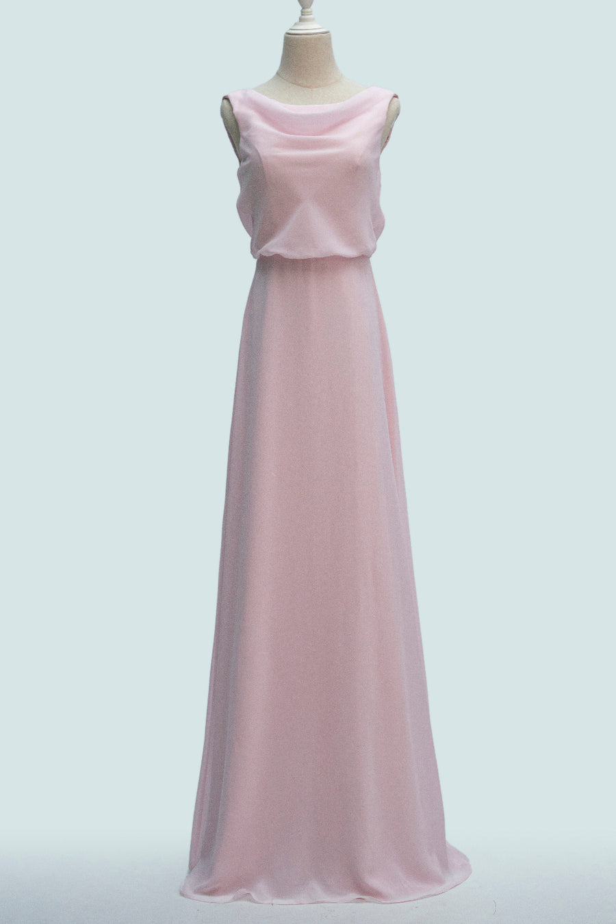 Candy Pink A-line Cowl Neck Chiffon Layer Long Bridesmaid Dress Candy Pink / US 2 Candy Pink A-line Cowl Neck Chiffon Layer Long Bridesmaid Dress Candy Pink / US 2