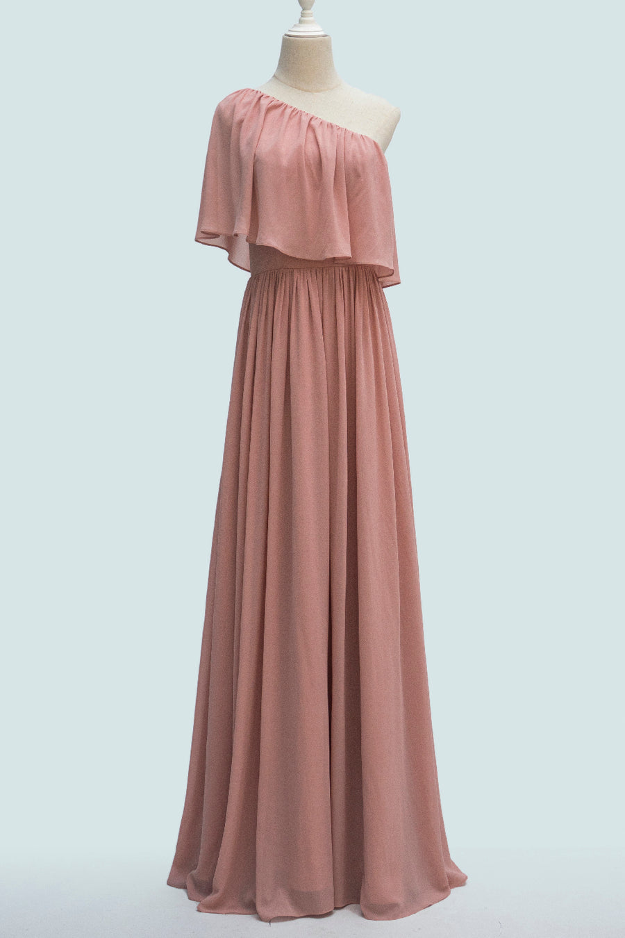 Blush Pink A-Line One Shoulder Chiffon Crepe Bridesmaid Dress Blush Pink / US 8 Blush Pink A-Line One Shoulder Chiffon Crepe Bridesmaid Dress Blush Pink / US 8
