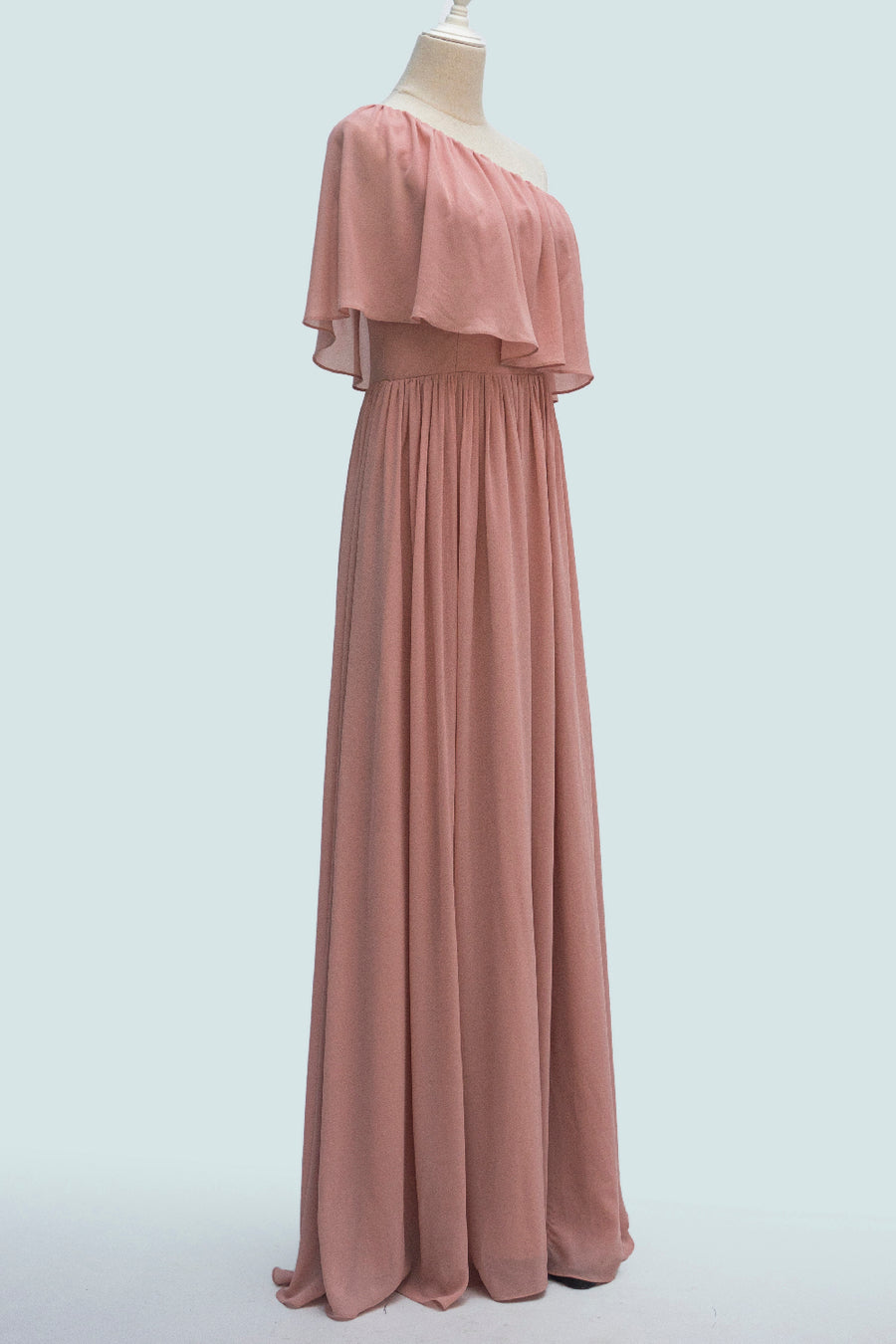 Blush Pink A-line One Shoulder Chiffon Crepe Bridesmaid Dress Blush Pink / US 10