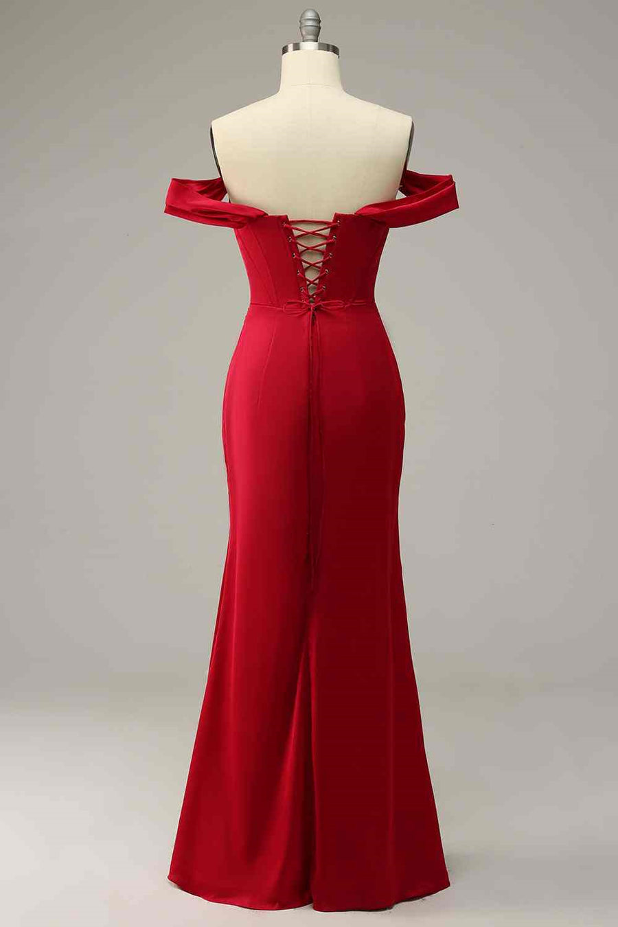 Off-Shoulder Satin Ruched Empire Party Prom Dress
