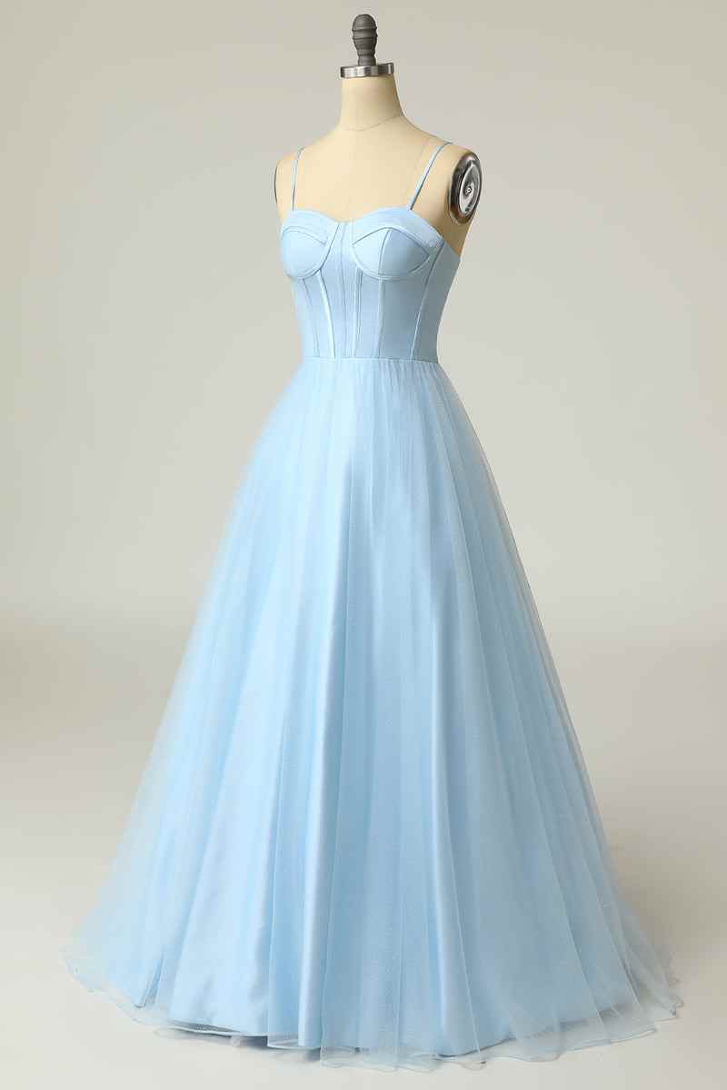 Sweetheart Sleeveless A-Line Empire Satin Party Prom Dress Light Blue / US 2 Sweetheart Sleeveless A-Line Empire Satin Party Prom Dress Light Blue / US 2