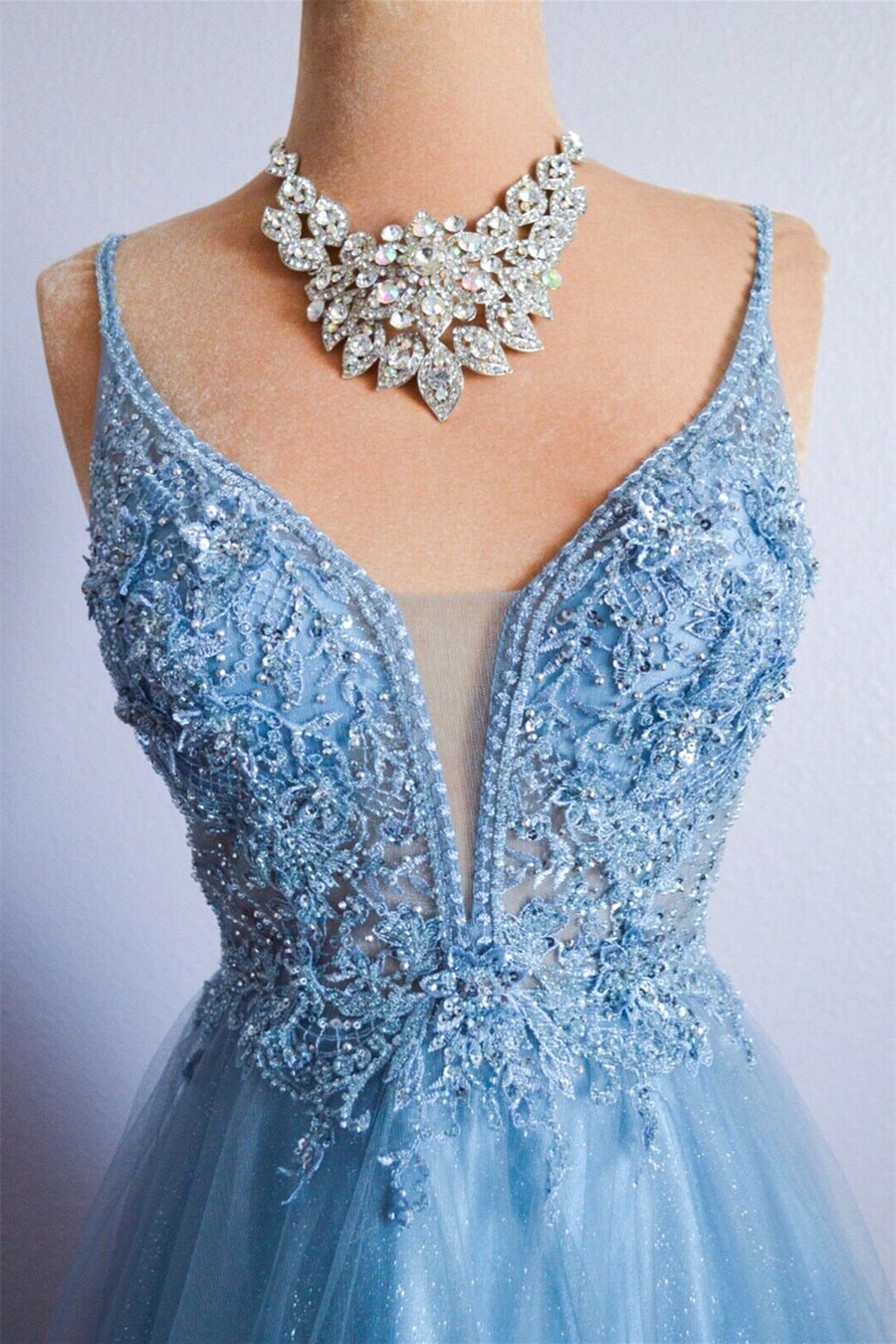 Sparkly A-Line Spaghetti Straps Appliques Party Prom Dress | Joyofdress Sparkly A-Line Spaghetti Straps Appliques Party Prom Dress | Joyofdress