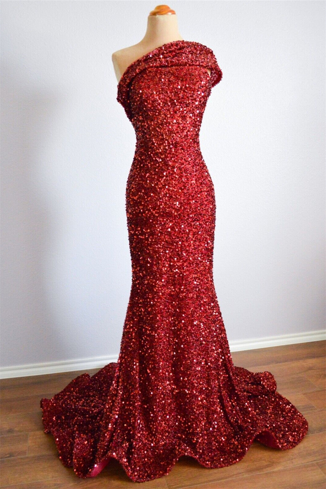 Mermaid Sequin One Shoulder Sleeveless Party Prom Dress | Joyofdress Mermaid Sequin One Shoulder Sleeveless Party Prom Dress | Joyofdress