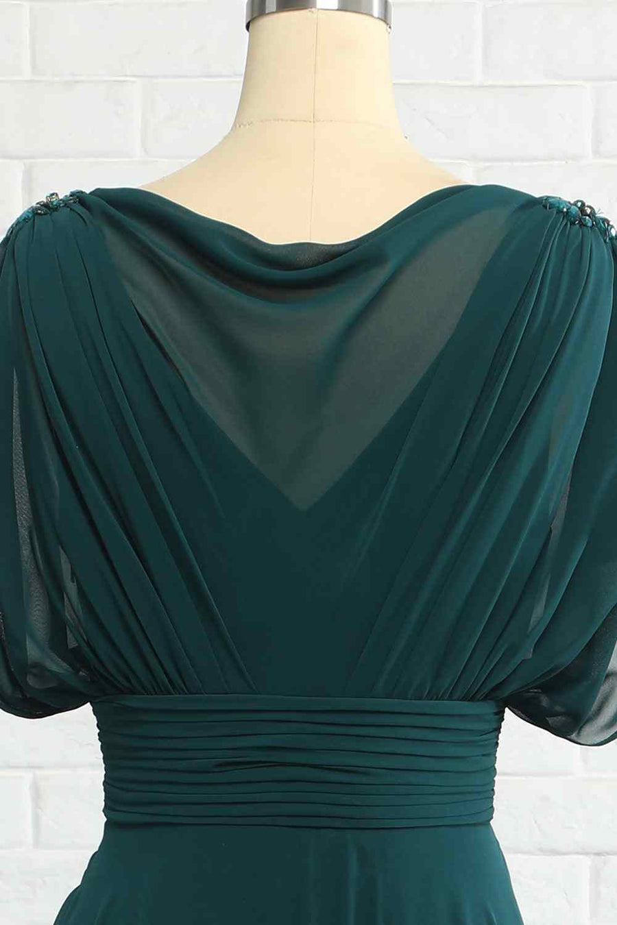 Hunter Green A-line Illusion Cowl Neck Chiffon Long Bridesmaid Dress Hunter Green / US 8 Hunter Green A-line Illusion Cowl Neck Chiffon Long Bridesmaid Dress Hunter Green / US 8