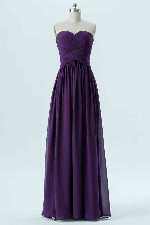 Grape A-line Strapless Pleated Chiffon Long Bridesmaid Dress Grape / US 10 Grape A-line Strapless Pleated Chiffon Long Bridesmaid Dress Grape / US 10