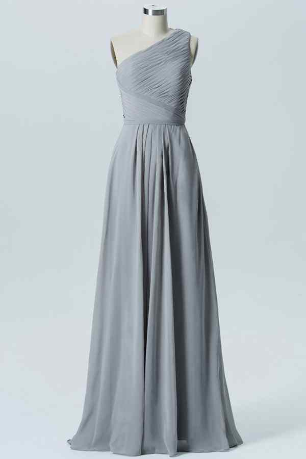 Dusty Lavender A-line One Shoulder Pleated Chiffon Long Bridesmaid Dress Dusty Lavender / US 2 Dusty Lavender A-line One Shoulder Pleated Chiffon Long Bridesmaid Dress Dusty Lavender / US 2