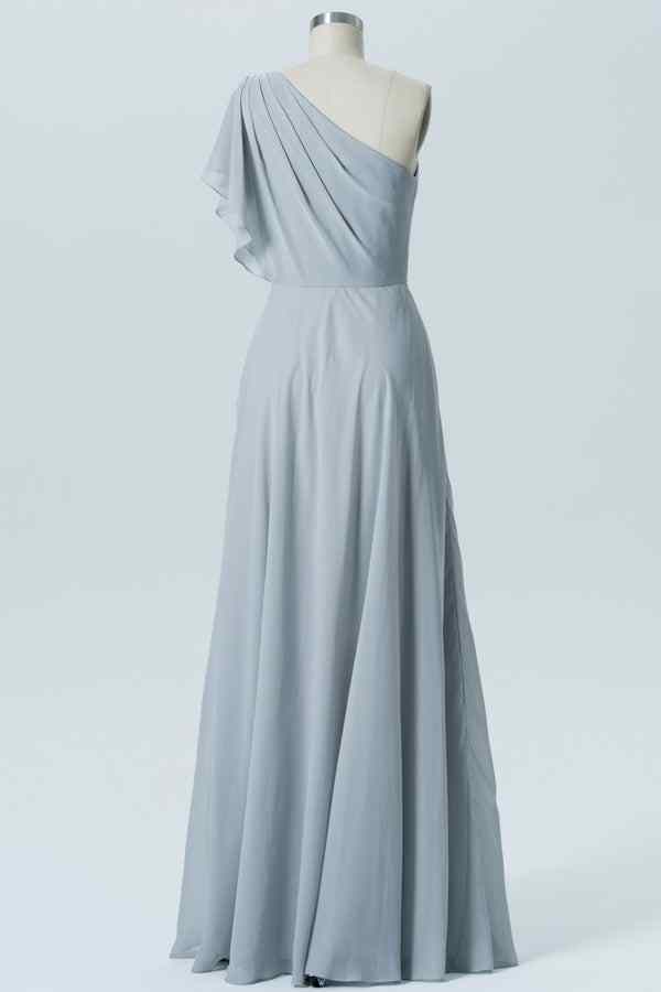 Dusty Lavender A-line One Flowing Shoulder Pleated Chiffon Long Bridesmaid Dress Dusty Lavender / US 16 Dusty Lavender A-line One Flowing Shoulder Pleated Chiffon Long Bridesmaid Dress Dusty Lavender / US 16