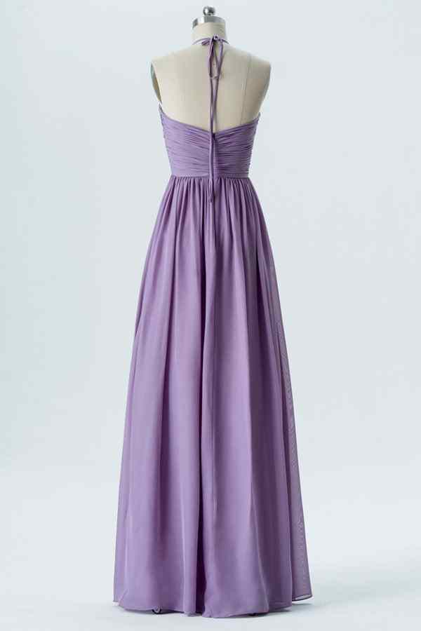 Lavender A-line Bow Tie Back Pleated Chiffon Long Bridesmaid Dress Lavender / US 6 Lavender A-line Bow Tie Back Pleated Chiffon Long Bridesmaid Dress Lavender / US 6