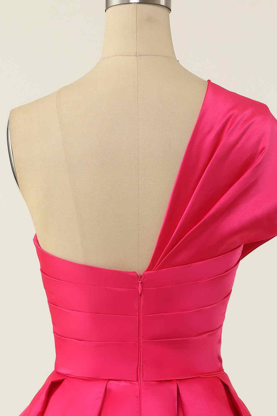 Rose Red A-line Asymmetrical Pleated Mini Homecoming Dress