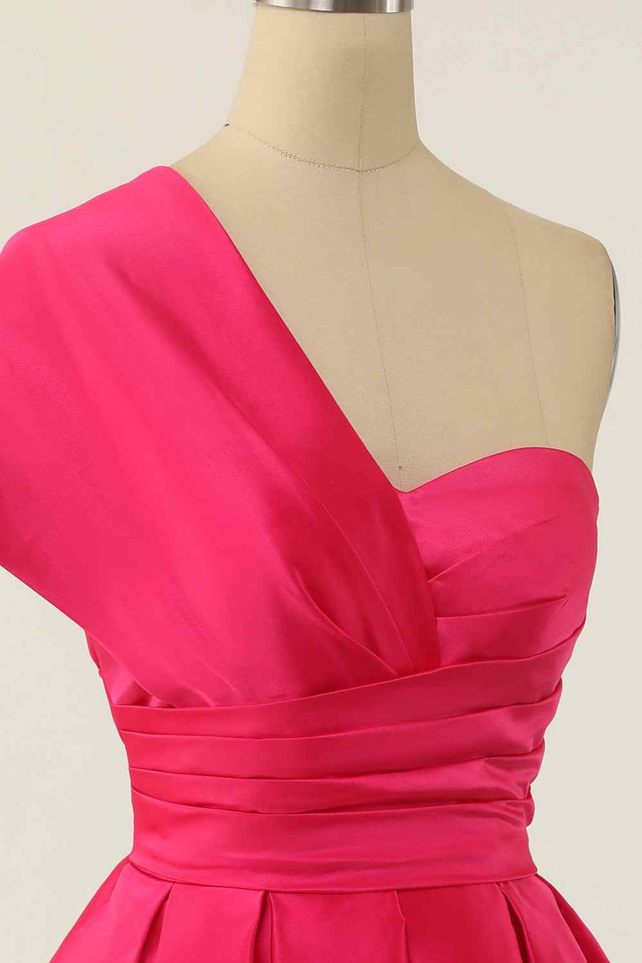 Rose Red A-line Asymmetrical Pleated Mini Homecoming Dress