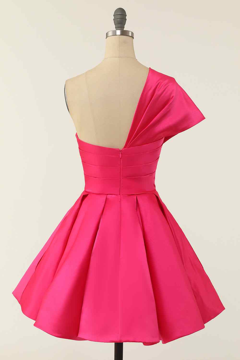 Rose Red A-line Asymmetrical Pleated Mini Homecoming Dress