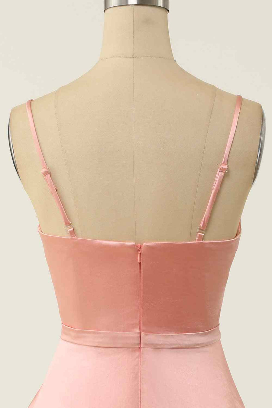 Pink A-line V Neck Twist Knot Cut-Out Pleated Mini Homecoming Dress