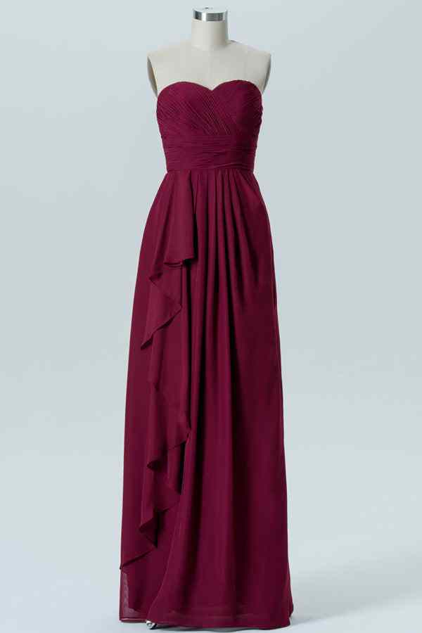 Mulberry A-line Strapless Pleated Ruffle Chiffon Long Bridesmaid Dress Mulberry / US 4 Mulberry A-line Strapless Pleated Ruffle Chiffon Long Bridesmaid Dress Mulberry / US 4