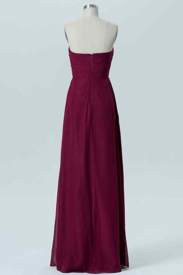 Mulberry A-line Strapless Pleated Ruffle Chiffon Long Bridesmaid Dress Mulberry / US 4 Mulberry A-line Strapless Pleated Ruffle Chiffon Long Bridesmaid Dress Mulberry / US 4