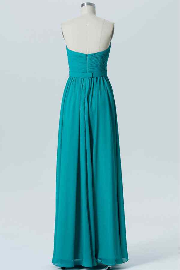 Jade A-line Strapless Pleated Chiffon Ruffle Long Bridesmaid Dress