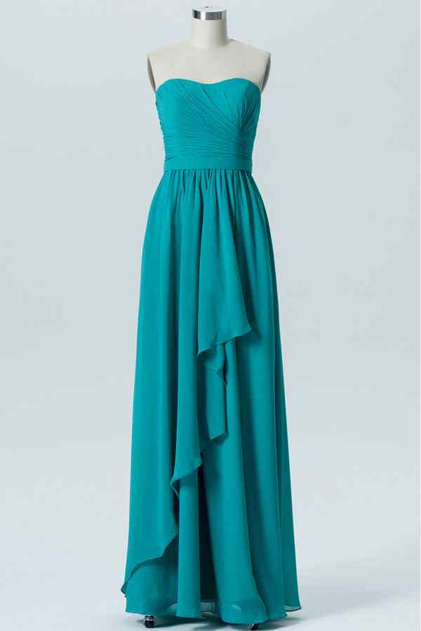Jade A-line Strapless Pleated Chiffon Ruffle Long Bridesmaid Dress Jade / US 6 Jade A-line Strapless Pleated Chiffon Ruffle Long Bridesmaid Dress Jade / US 6