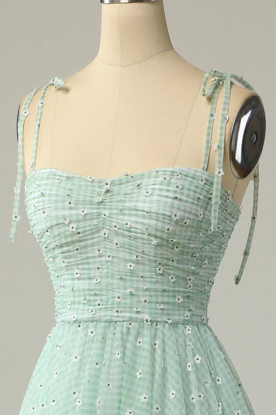 Agave A-line Tie Bow Straps Applique Pleated Mini Homecoming Dress
