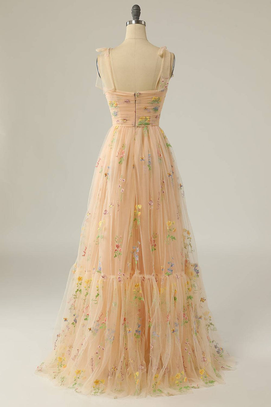 Tulle A-Line Sweetheart Straps Floral Party Prom Dress