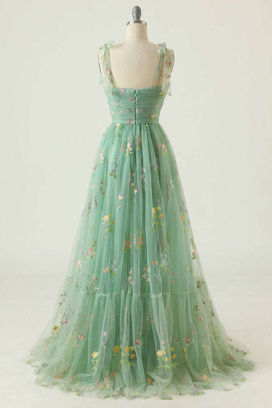 Tulle A-Line Sweetheart Straps Floral Party Prom Dress