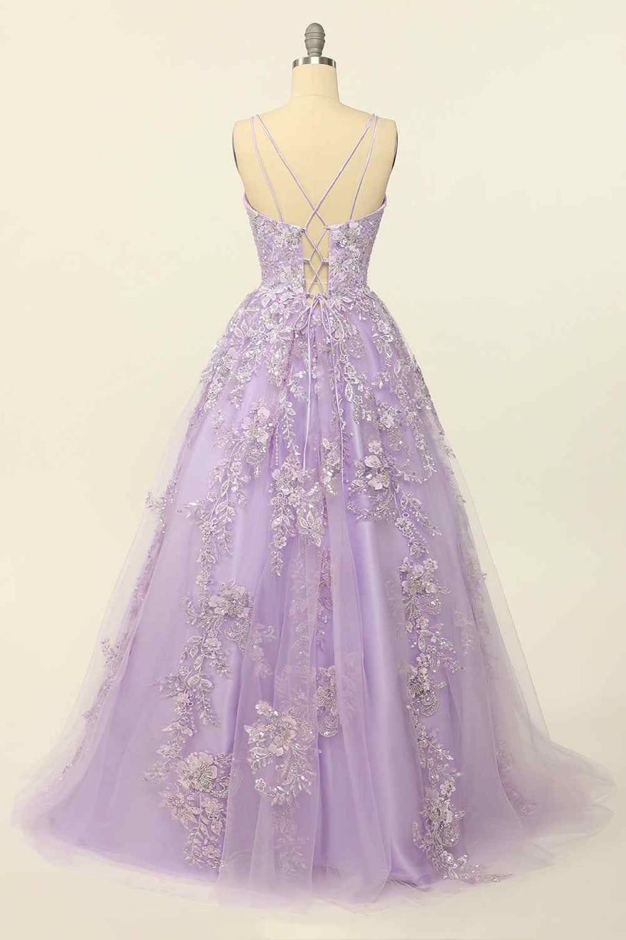 Lace A-Line Empire V-Neck Sleeveless Prom Party Dress
