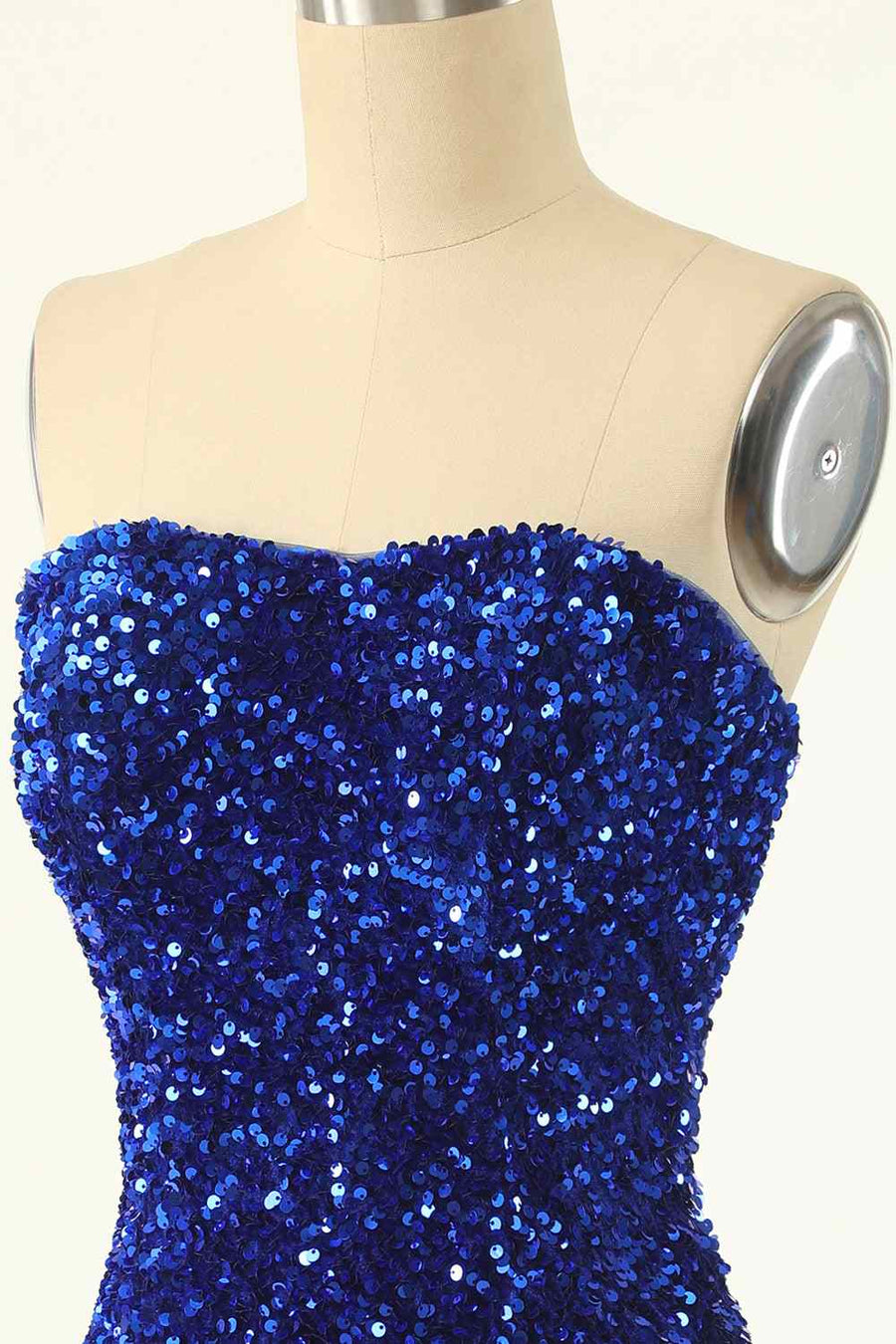 Royal Blue Sheath Strapless Sequins Mini Homecoming Dress