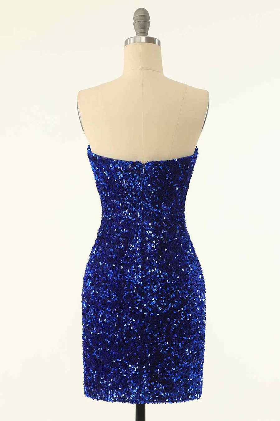 Royal Blue Sheath Strapless Sequins Mini Homecoming Dress
