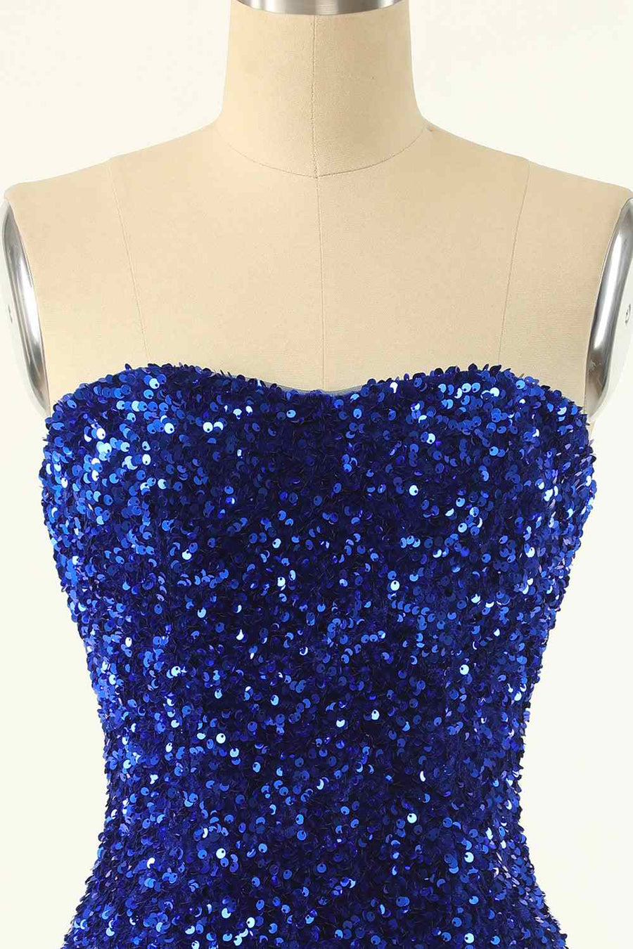 Royal Blue Sheath Strapless Sequins Mini Homecoming Dress