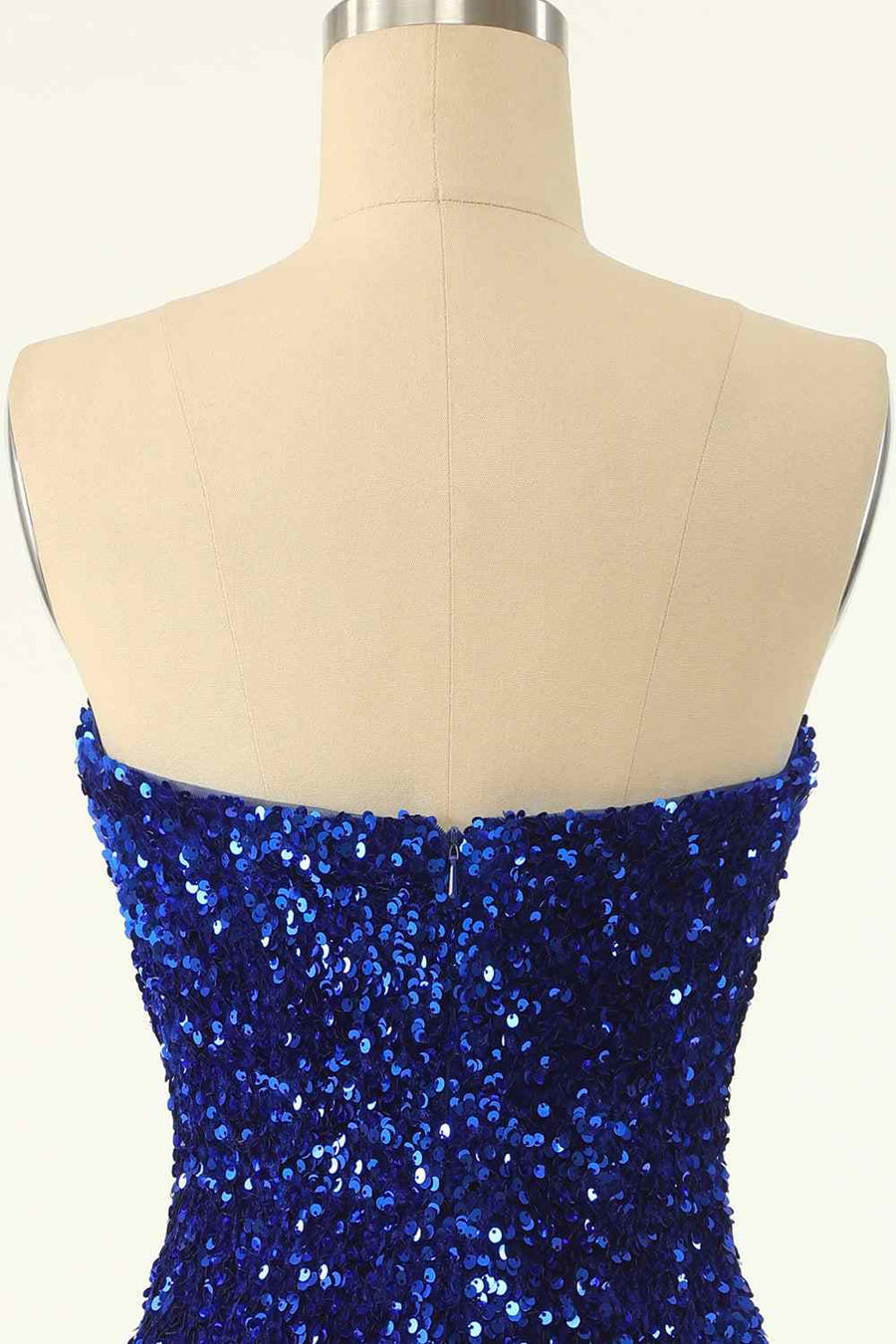 Royal Blue Sheath Strapless Sequins Mini Homecoming Dress