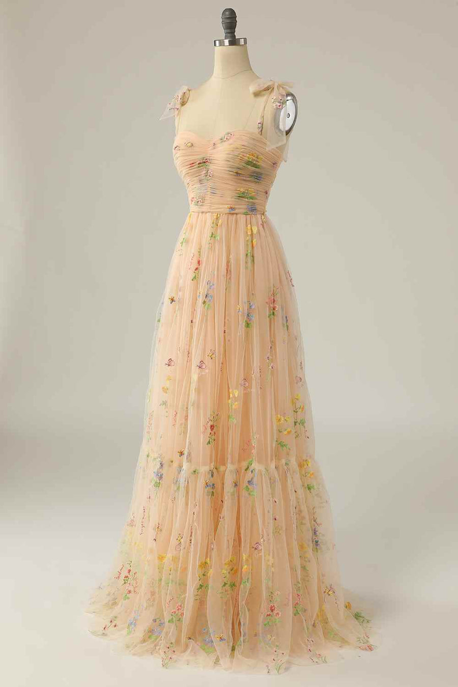 Tulle A-Line Floral Appliques Sweetheart Prom Party Dress